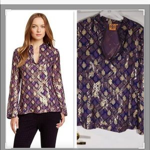 Tory Burch top shimmer gold